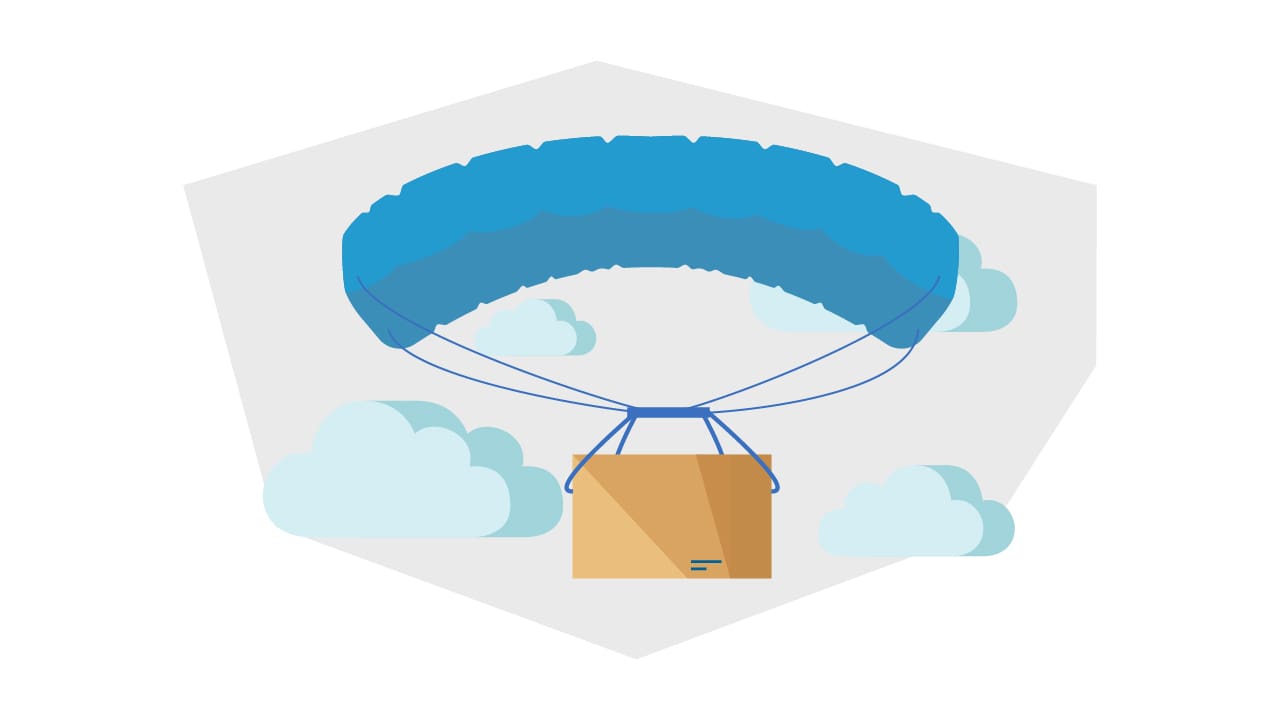 a package with a parachute