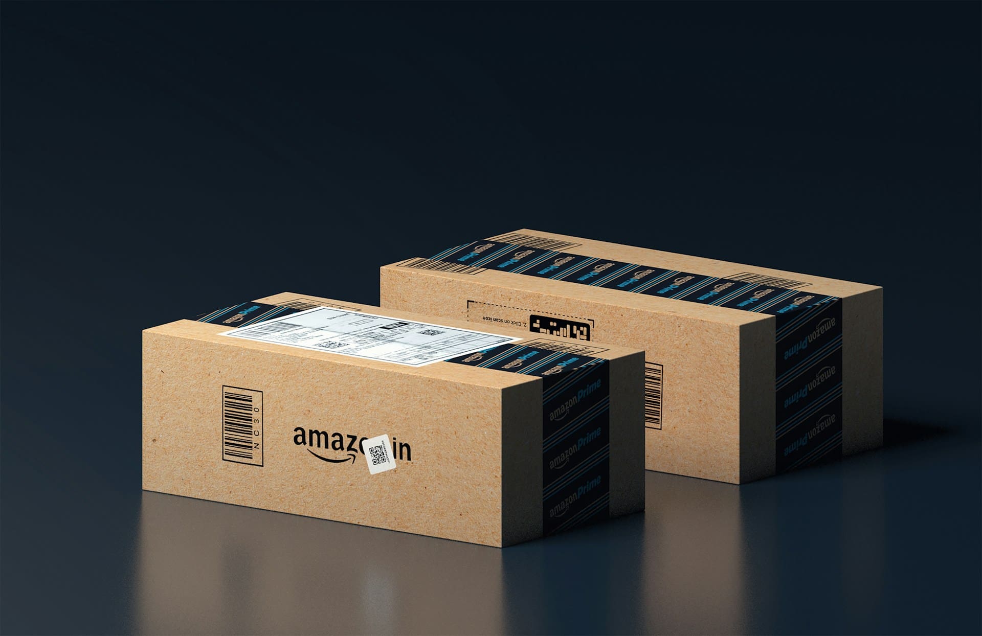 Two perfectly prepped Amazon boxes side by side